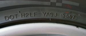Tire aging, DOT number on the side of a boat trailer tire