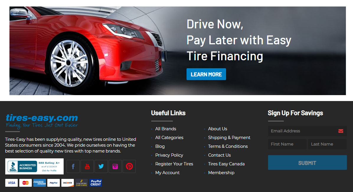 What payment options are excepted at Tires-easy.com