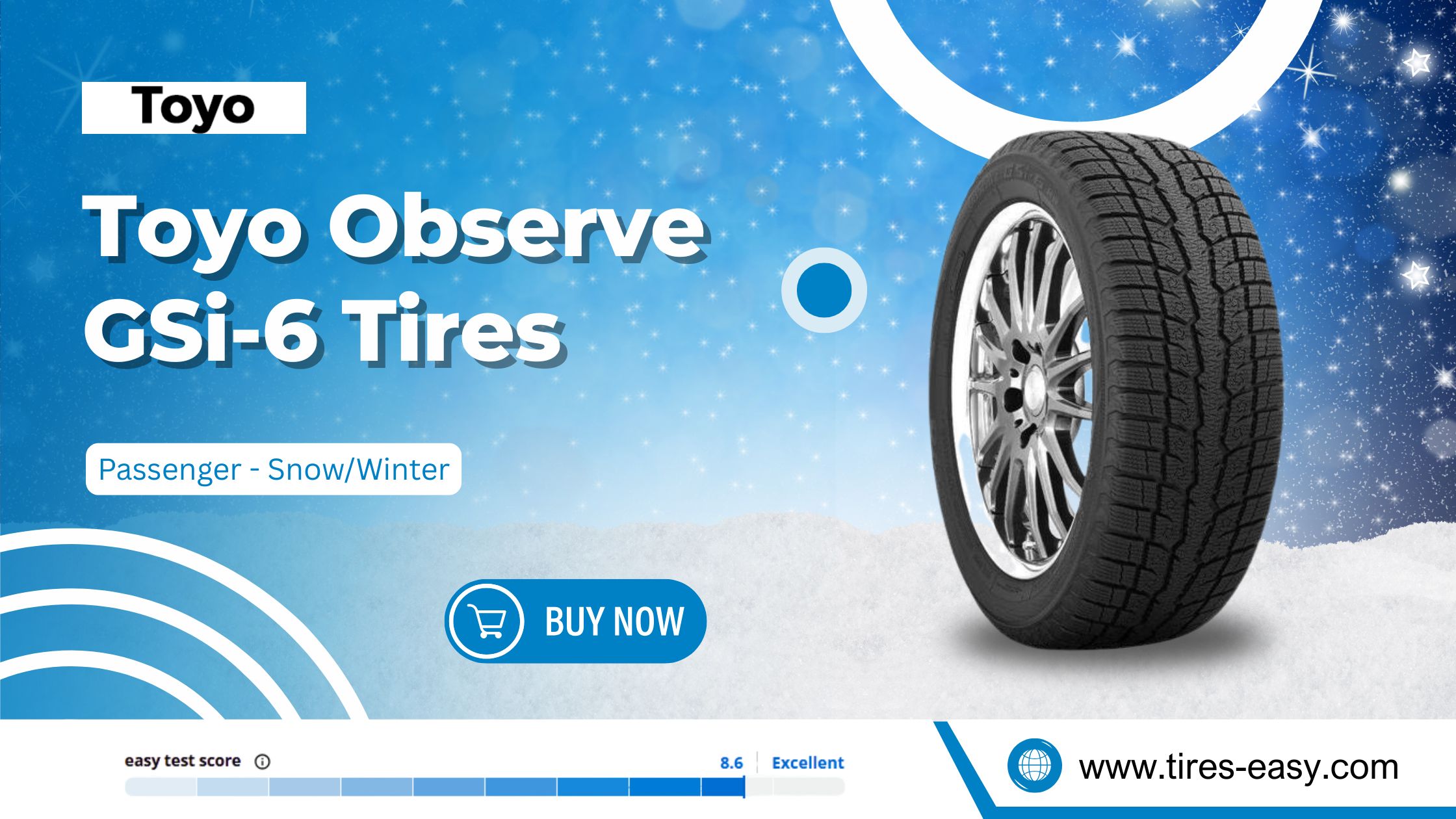 Toyo Observe GSi-6 winter tire with microbit technology for improved ice grip, stability, and long tread life in cold climates.