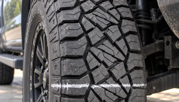 Chalk test for correct truck tire pressure