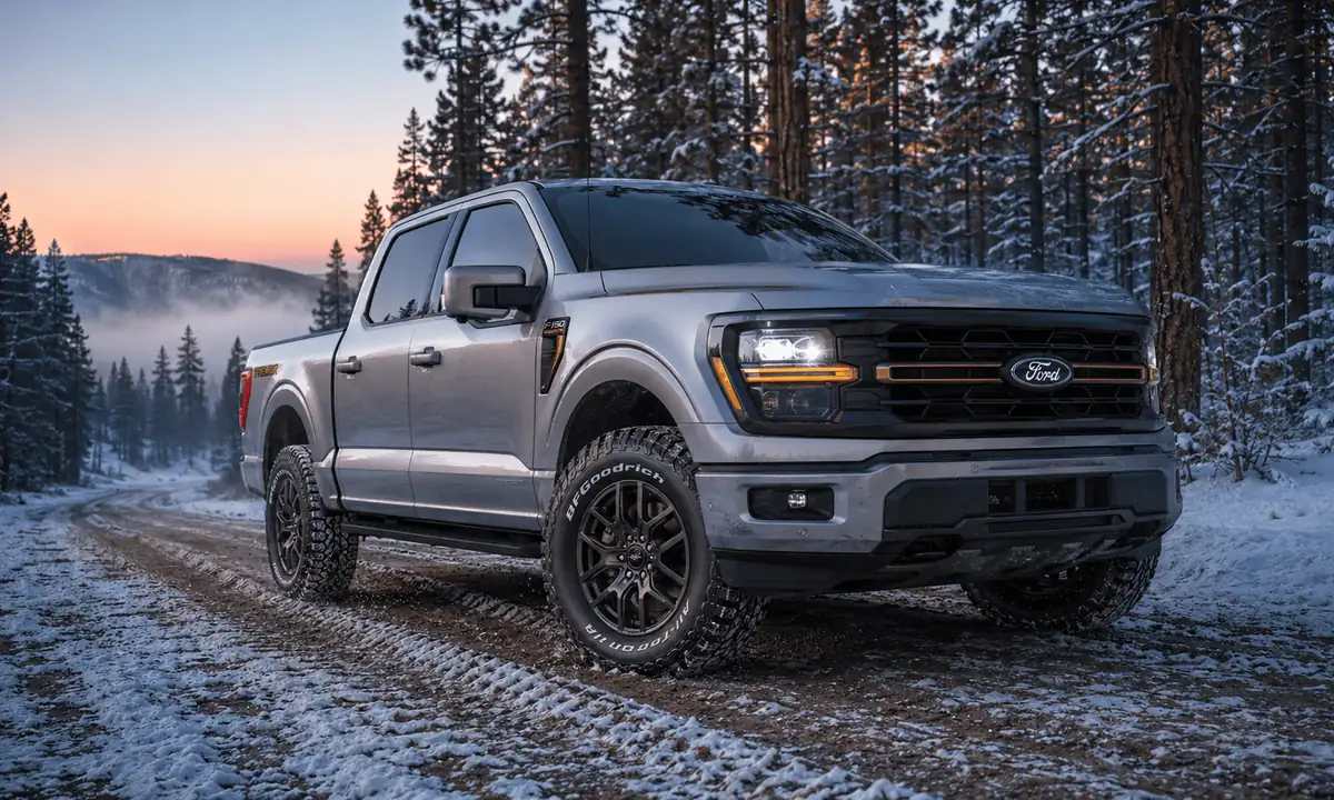 BFGoodrich All-Terrain T/A KO3 on a pickup truck on a snowy forest road
