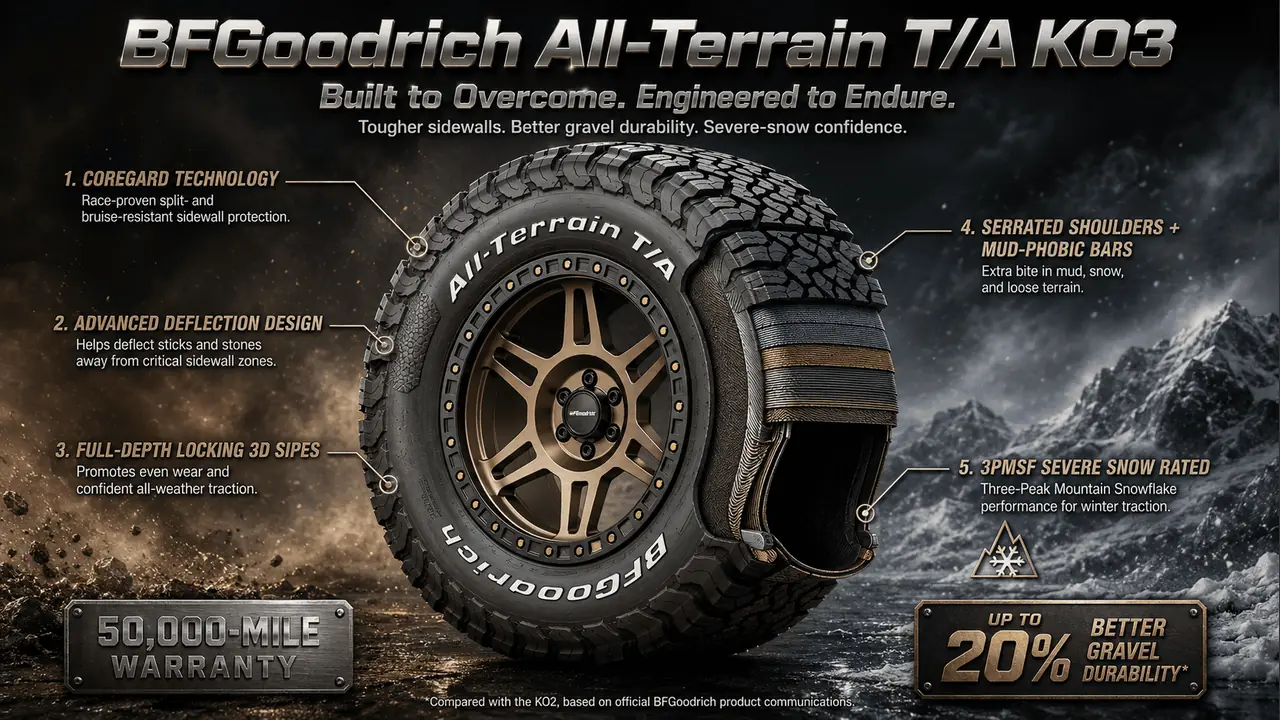 BFGoodrich All-Terrain T/A KO3 feature infographic